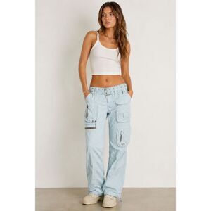 Johnny Was Pete & Greta Y2K Cargo Utility Pants Light Blue Grommet Belt 2